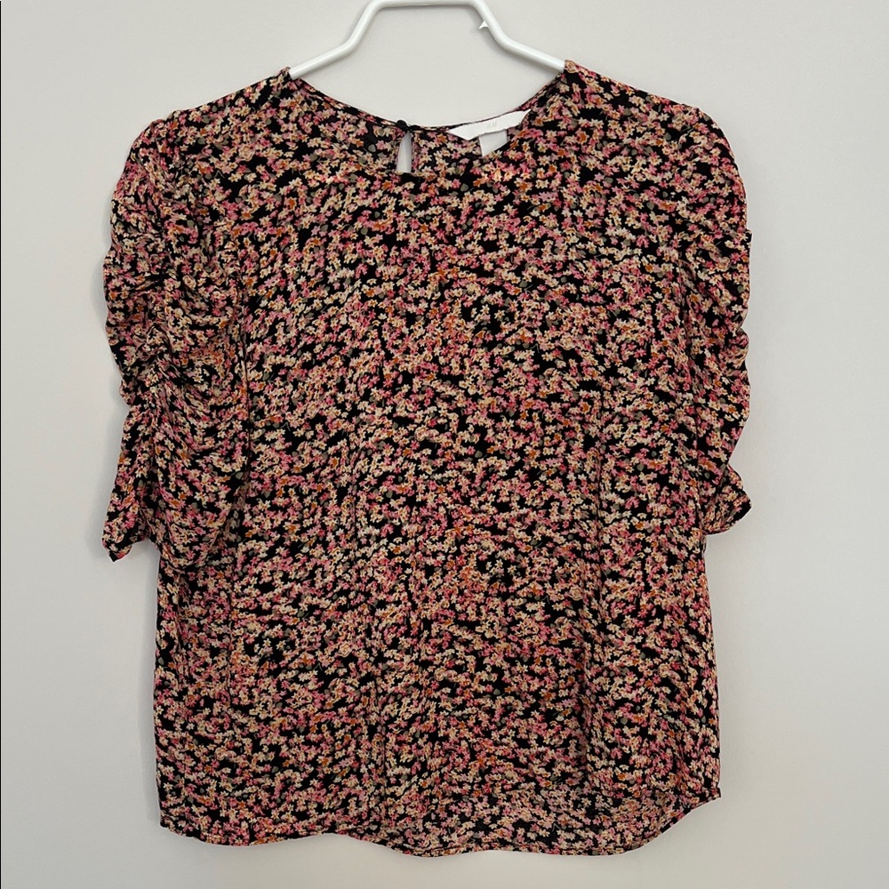 Floral Women's Top - Pink and Black